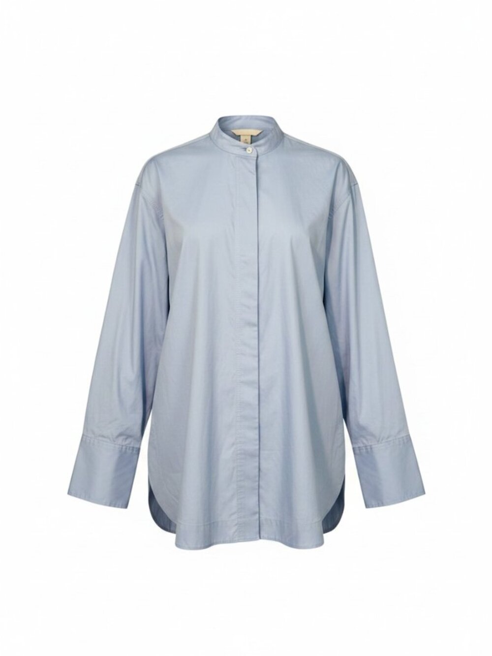 H&M Oversized Banded Collar Tunic Shirt Light Blue Small